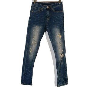 Rue 21 Mens Skinny Super Flex Ripped Distressed Denim Jeans 26